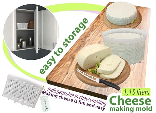 Soft Cheese Mold for Cheese Making 1.25QT - Small Cheese Mold - Homemade Cheese Making Supplies - Cream Form - Molde Para Queso Fresco Casero - Feta Ricotta Basket