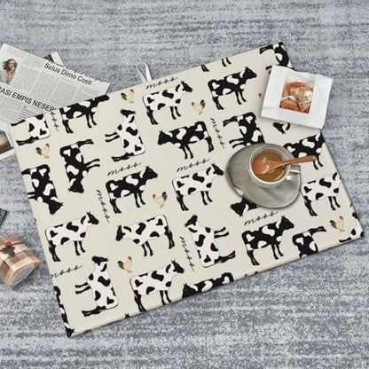 Cute Farm Cows Dish Drying Mat For Kitchen Counter, Super Absorbent Microfiber Dish Drying Pad, Kitchen Gadgets For Easy Clean Multi-Use Large 18"x24" - color: Cute Farm Cows