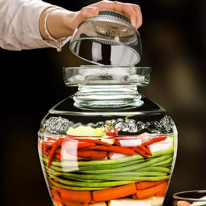 Vencer Traditional Glass Fermenting Jar 5 Liter With Lid, Glass Fermentation Tank for Pickling Kimchi Sauerkraut,VHF-002 - size: 5L