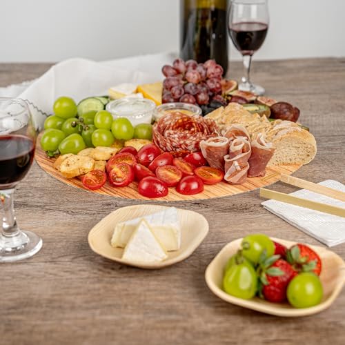 Cater Tek 13.8 Inch Charcuterie Boards, 10 Faux Wood Cheese Boards - Round, Stackable, Paper Cardboard Charcuterie Boards, Disposable, For Serving At Catered Events - Restaurantware - color: Natural, size: 13 3/4"