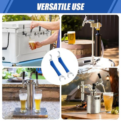 Imaituu Beer Faucet Wrench Dual Head for Keg Coupler & Kegerator Tap, 2 PCS | Zinc-plated steel with rubber grip, for hex nut & beer shank maintenance & installation, essential homebrew kegerator tool