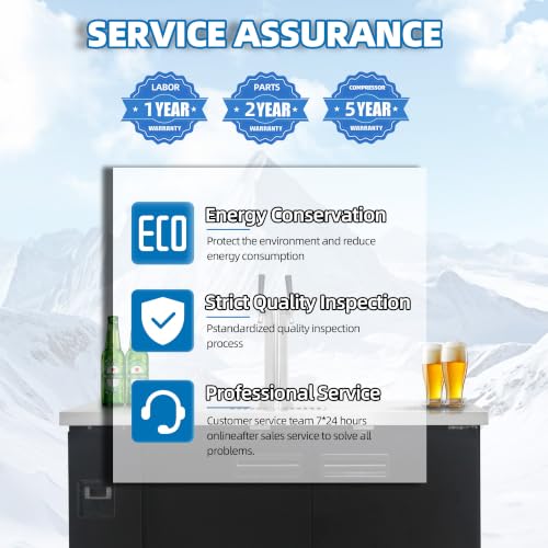 Polarman Commercial Beer Kegerator Double Tap Draft Beer Dispenser 2 Door Beer Dispenser for Bars and Restaurants 49” W Keg Refrigerator With 2 Coupler, 33°F- 41°F Temperature Control-Direct Draw - size: 49"W Double Tap