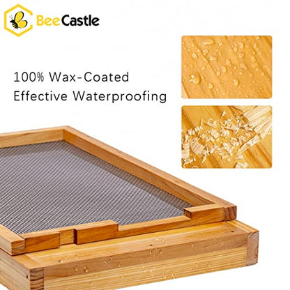 BeeCastle Beehive Screened Bottom Board Dipped in 100% Beeswax,Screened Bottom Board 8 Frame with Solid Wood - size: 8-Frame
