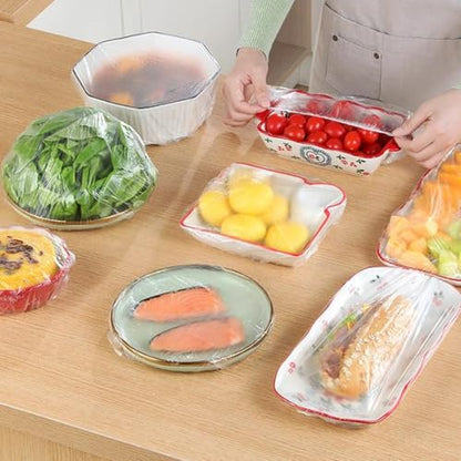 Disposable Food Cover Food Grade Plastic Elastic Food Lids Wrap Bags Refrigerator Fresh-keep Bag for Fruit Vegetable,14-35cm (50PCS) - color: 50PCS