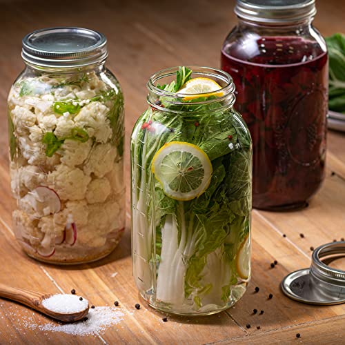 Wide Mouth 64 oz (half gallon) mason Jars with Lids and Bands (12-Pack) bundled With, KangarooBands Jar Opener, and Package Of Jar Labels | Canning, Fermenting, Pickling, DIY Decors Projects