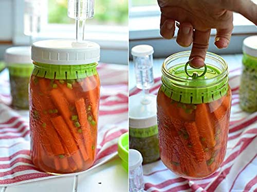 2 Pickle Pusher Small Batch Fermentation Kits. Complete with Airlock and Weight-Replacement. BPA Free. Holds 25X More Than Fermenting Weights. Fits Widemouth Mason Jars Not Included