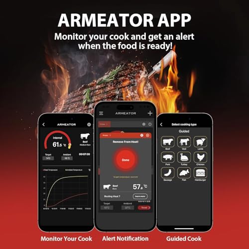 Smart Meat Thermometer Digital Instant Read Wireless Cooking Thermometer for BBQ Grill Air Fryer, Gifts for Men, Kitchen Essentials Gadgets Grilling Accessories, Stocking Stuffers Food Thermometers