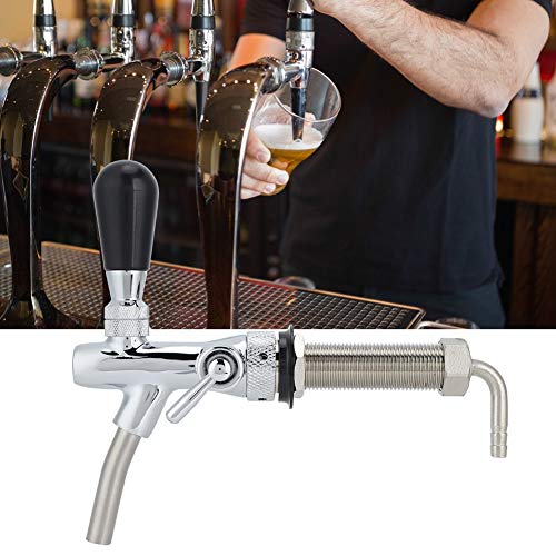Beer Faucet Beer Tap Adjustable Draft Faucet G5/8in Thread Long Shank Keg Control Switch Stainless Steel Brass for Home Brewing Keg Party Restaurant Dispenser