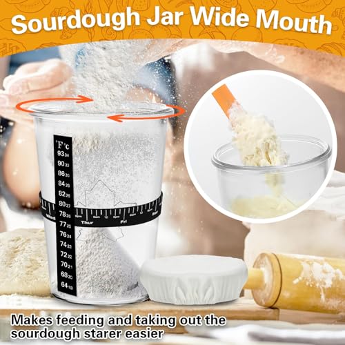 Sourdough Starter Jar, Sourdough Jar Wide Mouth, Sourdough Starter Kit, Sourdough Starter Jars Glass Easy Fermentation, Reusable 27 oz Sourdough Bread Baking Supplies for Bakery Lover - color: Jar