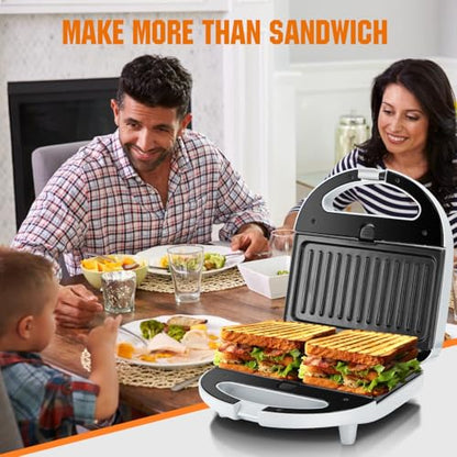 Aigostar Sandwich Maker Panini Press Grill, 3 in 1 Waffle Maker with Removable Non-stick Plates, Electric Grilled Cheese Maker, Portable Cool Touch Handle, Led Indicator Lights & Easy to Clean, 750W - color: Grey