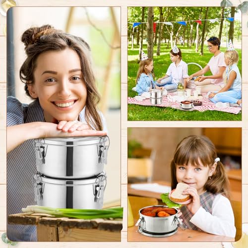 4 Pcs Stainless Steel Bento Box Bulk 22 oz Reusable 304 Stainless Steel Food Storage Containers with Lockable Clips to Leak Proof, Dishwasher Safe - size: 22 oz