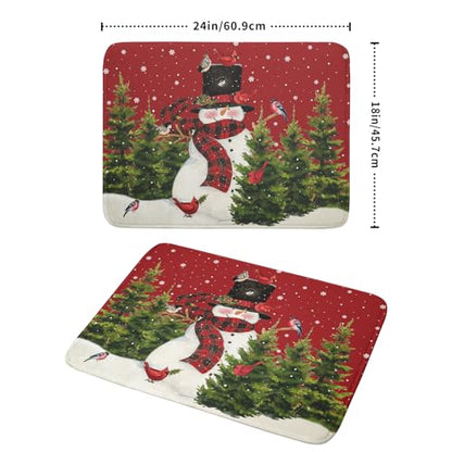 Christmas Tree Snowman Dish Drying Mats for Kitchen Counter 18×24 Inch Bird Snowflake Large Microfiber Drying Mat Kitchen Accessories Dish Rack Mat Drainer Pad Washable Absorbent - size: 18" x 24"