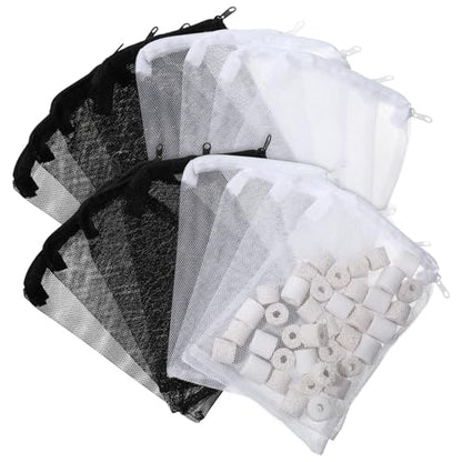 16 Pcs Aquarium Filter Media Bags Extra Fine Filter Medias Bag with Zipper 7.8 x 5.9 Inch Aquarium Media Bag Reusable Strong Polyester Fine Mesh Bags for Fish Tank Activated Carbon Ceramic Rings | 7.8 x 5.9 Inch Aquarium Media Bag Reusable Strong Polyeste