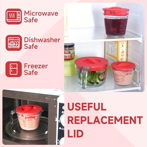 1 Pack Silicone Replacement Lids, Only Fit For Pyrex 4-Cup Tempered Glass Liquid Measuring Cups, Reusable & Food-Grade Silicone, Dishwasher & Microwave Safe (Cups not Included) - size: Lids For 4-Cup
