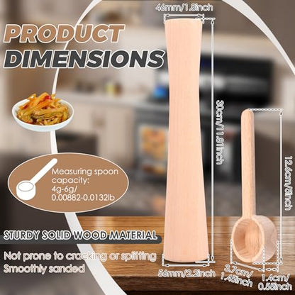 Wood Vegetable Fermentation Tamper 12 Inch Wood Pickle Pounder Sauerkraut Pounder Rod with Measuring Spoon for Fermentation Crock