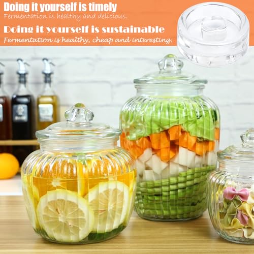 2 PCS Glass Fermentation Weights, Fermenting Lids for Wide Mouth Mason Jars, Canning Weights for Home Making Sauerkraut, Pickles, Kimchi
