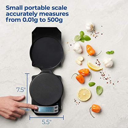 American Weigh Scales Precision Digital Kitchen Weight Scale, Food Measuring Scale, Backlit LCD Screen 500g x 0.01g (Black), LB-501 - size: 500g x 0.01g