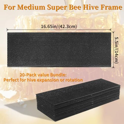 20 Pcs Bee Hive Foundation Beehive Waxed Coated Foundation Sheets Bee Foundation Sheets for Medium Super Bee Hive Waxed Foundation for Bee Frames 5-5/8-Inch Plastic Beehive Foundation Sheets - size: Medium