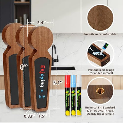3PCS Wooden Beer Tap Handle Chalkboard Tap Handles for Kegerator Tap Handle Beer Faucet Handle Beer Gifts for Homebrewers, Bars, Restaurants & Weddings Kegerator Accessories - size: 3PCS Ebony Handle