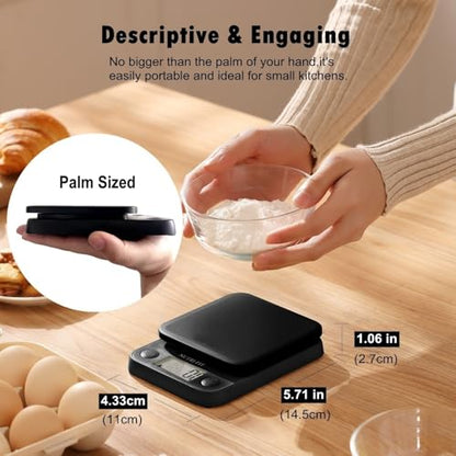 Food Scale Kitchen Scale Weight Grams and Ounces Small Digital Scale for Weight Loss Baking Cooking Coffee of NUTRI FIT, Max 11lb 0.5g Increment, LCD Smart Tare, Easy to Use for Travel, AAA Battery - color: Classic Black