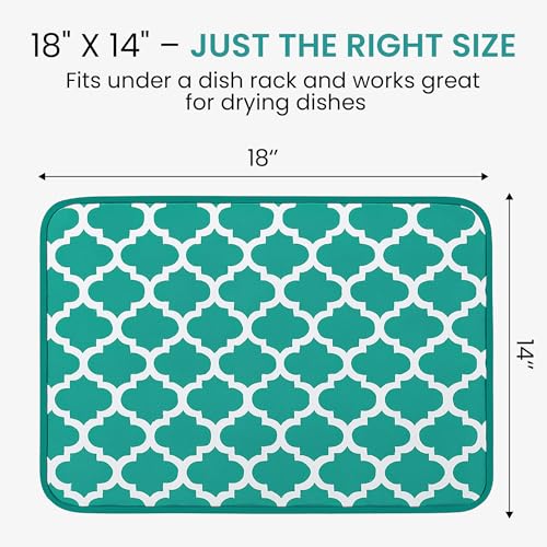 Dish Drying Mat for Kitchen Counter - 18 x 14 Inch Large Super Absorbent Microfiber Dish Drying Pad, Machine Washable Quick Dry Under Dish Rack Mat, Counter Protector for Dishes Pots Pans, Coffee Bar - style: Dish Drying Mat
