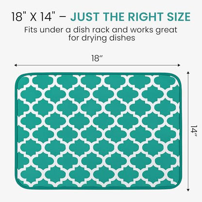 Dish Drying Mat for Kitchen Counter - 18 x 14 Inch Large Super Absorbent Microfiber Dish Drying Pad, Machine Washable Quick Dry Under Dish Rack Mat, Counter Protector for Dishes Pots Pans, Coffee Bar - style: Dish Drying Mat