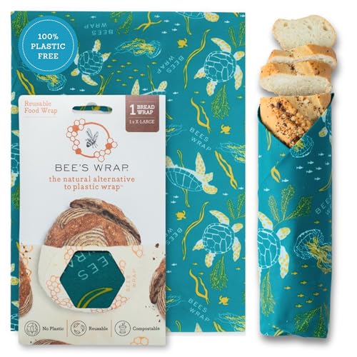 Bee's Wrap Beeswax Wraps for Bread - Beeswax Bread Wrap for Sourdough & Bread Storage - Plastic Free Made in USA Reusable Natural Food Wrap - Ocean - color: Ocean