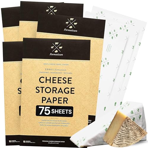 Formaticum 75-Pack Zero Cheese Storage Paper, 9 x 13 Inches | Compostable, Biodegradable, Plastic-Free, Keeps Cheese and Charcuterie Fresh