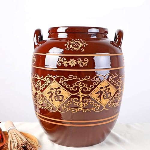 Fermentation Crock With Lid Traditional Chinese Porcelain Sauerkraut Fermentation Jar Ceramic Crock Pickling Pot(40L) - size: 40L