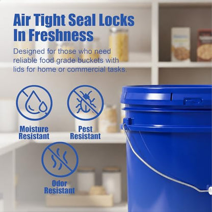 ePackageSupply 5 Gallon Bucket - Food Grade w/Lid BPA-Free,6 Pack - Blue | Airtight Gasketed Tear Strip Lid, Heavy-Duty 90 Mil HDPE Plastic Pail, Bulk Storage, Food Safe Durable Container, Made in USA - color: Blue, size: 6 Packs