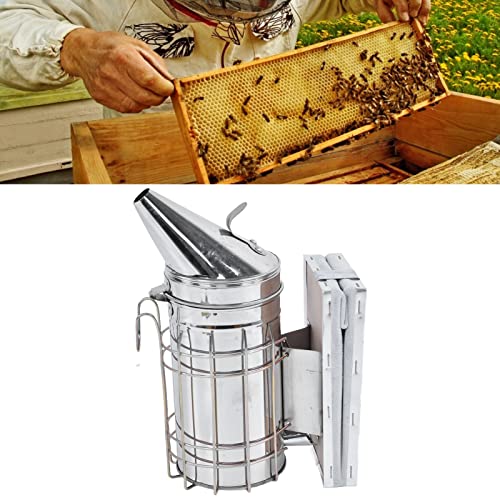 8 Piece Beekeeping Kit with Smoker, Bee Brush, Scraper, Frame Clip, Wire Embedder, Queen Cage, Uncapping Tool, and Marking Bottle for Hive Inspection and Honey Harvesting