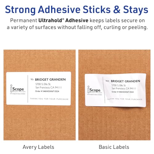Avery Waterproof Printable Shipping Labels with Sure Feed, 2" x 4", White, 100 Blank Mailing Labels (15513)