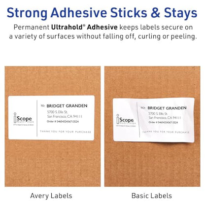 Avery Waterproof Printable Shipping Labels with Sure Feed, 2" x 4", White, 100 Blank Mailing Labels (15513)