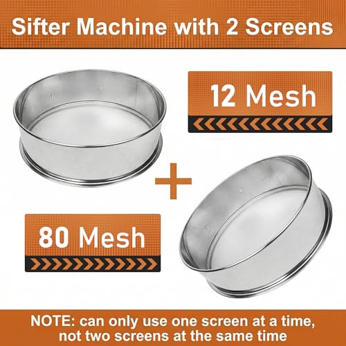 Sidasu Automatic Powder Sifter Machine 12 Mesh 80 Mesh Automatic Sieve Shaker Vibrating Machine 110V Stainless Steel Sieve Shaker Machine with 2 Screens, Sieve Shaker Machine for Flour Powders - size: Automatic Powder Sifter Machine(12+80 mesh)