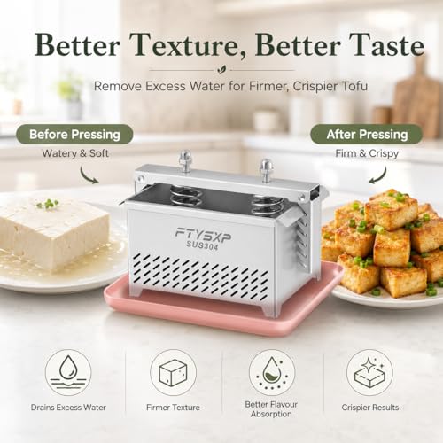 Tofu Press -304 Stainless Steel Cheese Press, Paneer Make and Vegetarian Tofu Press, Heavy Pressure Adjustable,BPA Free, Dishwasher Safe for tofu Maker and ham Press,Meat pressing (6.3*4.7*4.8 in)