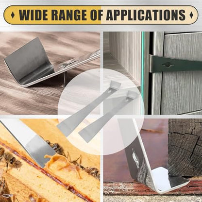 2-Piece 17005 Stainless Steel Pry Bar Scraper Set, 9.25" and 6.7" Trim Puller, Small Flat Pry Bar, Silver Beekeeping Hive Scraper, Bee Hive Hand Tool, 2 Sizes - color: 2-pack