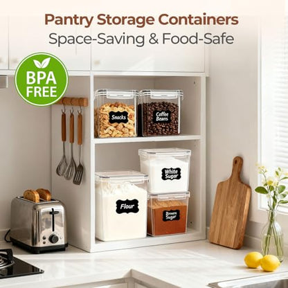 3 PCS Airtight Flour and Sugar Container for Pantry - 5lb Flour Capacity - 7.1 Inch Extra Wide Mouth Square Pantry Storage - Set of 3 (5.2L/5.5Qt) (2.5L/2.6Qt*2) - Stackable Baking Supplies Organizer - size: 5.5Qt/2.6Qt-Square