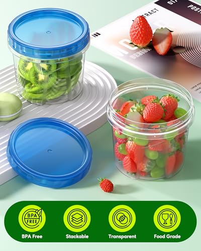 Canfanni 8 Pack-24 OZ Freezer Storage Containers, Plastic Soup Container with Lids, BPA Free Food Storage Containers with Twist Top Lids, Reusable, Microwave and Dishwasher Safe