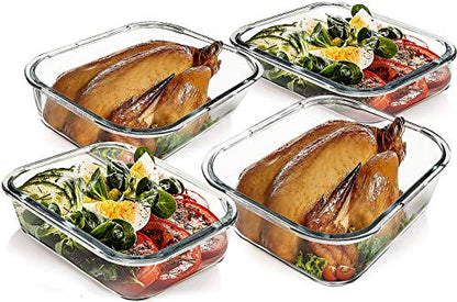 [80 oz & 36 oz]Extra Large Glass Food Storage/Baking Containers Set with Lids, 2 Pack 80 oz(10 cup)&2 Pack 36 oz (4.5 cup)Airtight Glass Container,Microwave,Oven,Freezer and Dishwasher, White - color: white