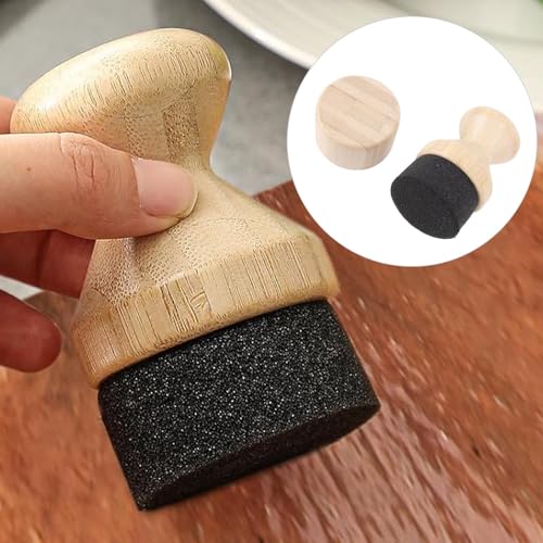 2 Pack Cutting Board Oil Wax Applicator, Food Grade Bamboos Applicator Scrub Brush Set for Wooden Cooking Utensils
