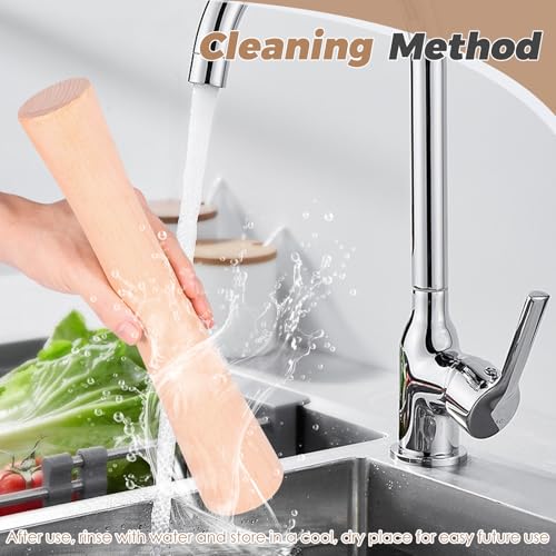 Wood Vegetable Fermentation Tamper 12 Inch Wood Pickle Pounder Sauerkraut Pounder Rod with Measuring Spoon for Fermentation Crock