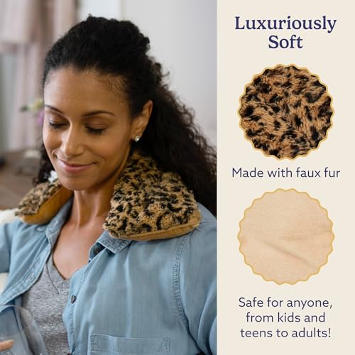 warmies Microwavable Neck & Shoulder Wrap - Lavender-Scented Heated Neck Wrap - Soothing Microwave Heating Pad - Weighted Heat Pack for Aches & Pain - Leopard - color: Leopard