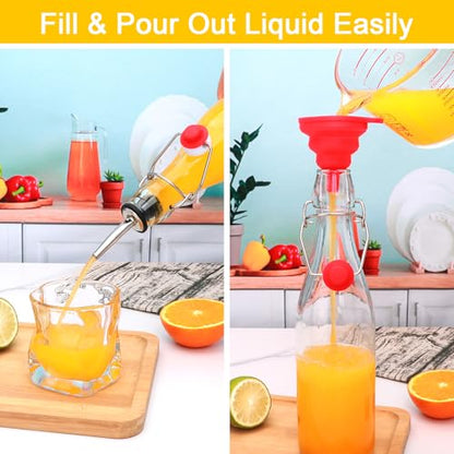 Swing Top Glass Bottles 2 Pack, 16oz/500ml Flip Top Glass Bottle,Beer Brewing Bottles with Airtight Lid for Kombucha, Mead Kefir, Vanilla Extract, Juice, Tea, Wine,DIY Containers - size: 16oz-2pcs
