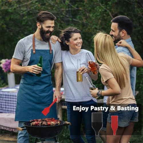 Hhyn Silicone Basting Pastry Brush Set 2 Pack Heat Resistant Spread Oil Butter Sauce for BBQ Grill Barbeque Kitchen Baking Cooking Pastries, 1 Large & 1 Small - color: 2 Pcs Black + Red