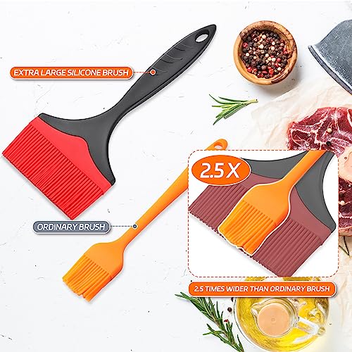 Large Silicone Basting Pastry Brush - 3.95inch Extra Wide Silicone Basting Brush for Grilling,Heat Resistant Brushes Spread Oil Butter Sauce for Cooking Baking BBQ,Dishwasher Safe,Set of 2