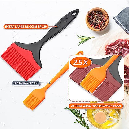 Large Silicone Basting Pastry Brush - Silicone Basting Brush for Grilling,Heat Resistant Brushes Spread Oil Butter Sauce for Cooking Baking BBQ,3.95inch Extra Wide Grill Basting Brush（Red 2） - color: Red 2