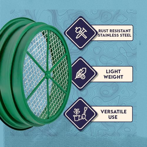 SE 13.25 Inch Wide Stackable Classifier Gold Prospecting Pan - 1/70 Inch Stainless Steel Mesh Sifting Pan, Green - size: 1/70 inch, style: Pans