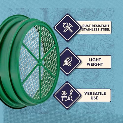 SE 13.25 Inch Wide Stackable Classifier Gold Prospecting Pan - 1/70 Inch Stainless Steel Mesh Sifting Pan, Green - size: 1/70 inch, style: Pans