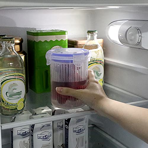 JUXYES Plastic Pickle Jar with Strainer Flip, Transparent Pickle Storage Container with Strainer Insert, Pickle Jar Juice Separator Dry Wet Separation, Pickle And Olive Container with Lock