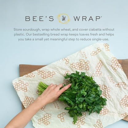 Bee's Wrap Beeswax Wraps for Food - Pack of 2 Bread Wraps - Meadow Magic & Honeycomb - Plastic Free Made in USA Reusable Bread Storage Bags - Organic & Sustainable Sourdough Bags - color: Meadow Magic & Honeycomb 2 Pack